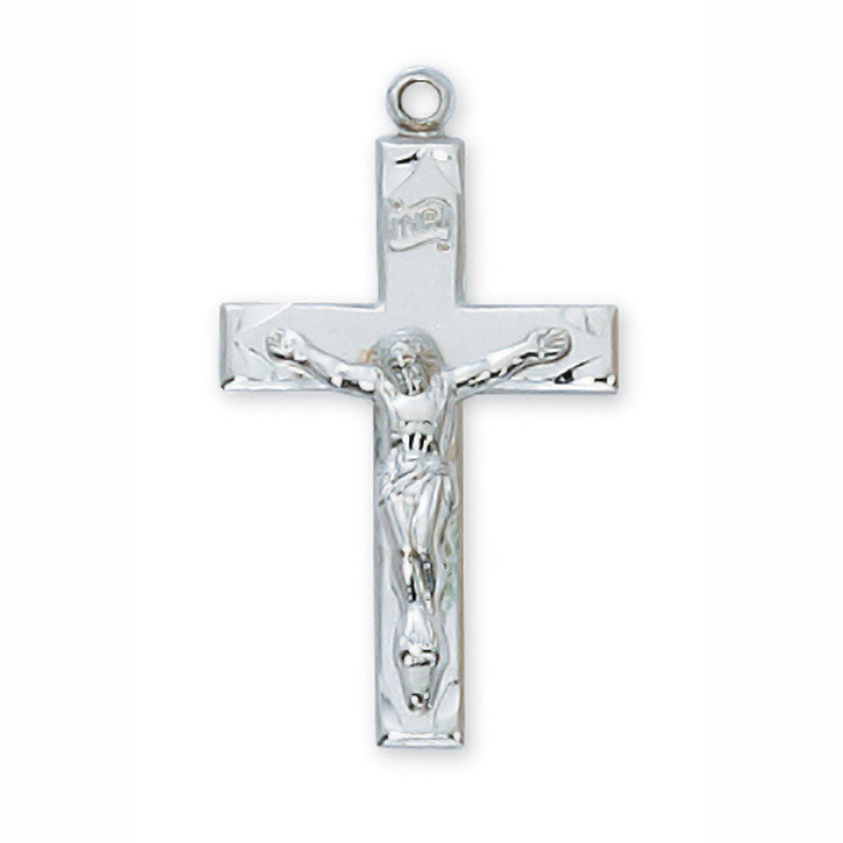 1 inch Sterling Silver Traditional Crucifix Necklace L7028