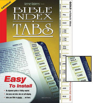 Verse Finder Catholic Bible Index Tabs - Horizontal Gold