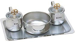 Stainless Steel Cruet Set with Lavabo Bowl & Tray - no. K425