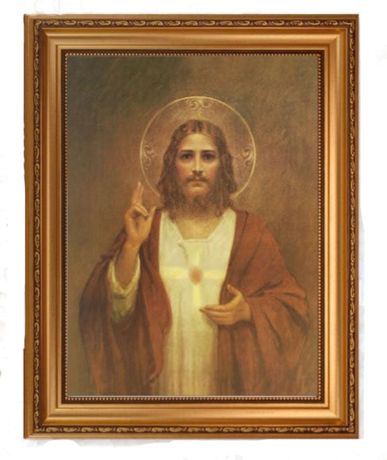 Sacred Heart Walnut Framed Print 12x16 inch print