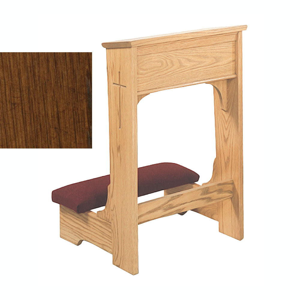 Antique Cherry Open Front Kneeler with Engraved Cross W57