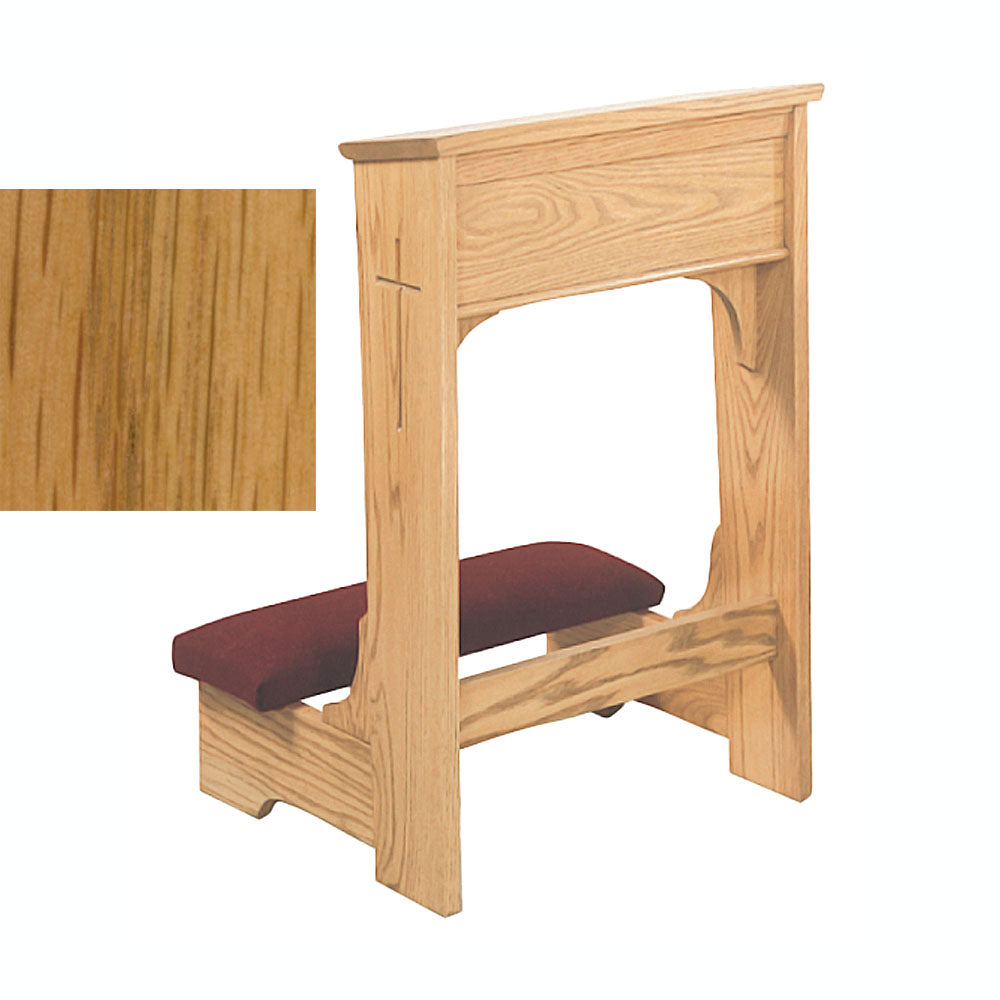 Fruitwood Open Front Kneeler with Engraved Cross W57