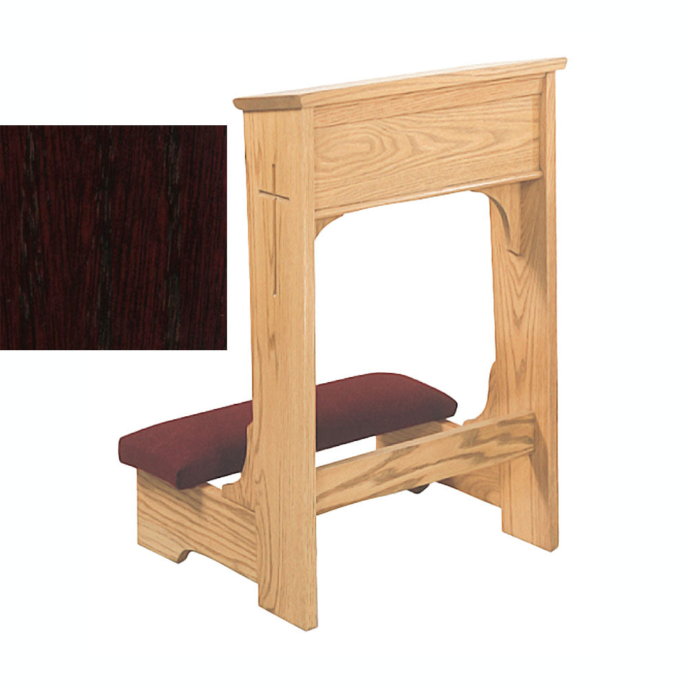 Mahogany Open Front Kneeler with Engraved Cross W57
