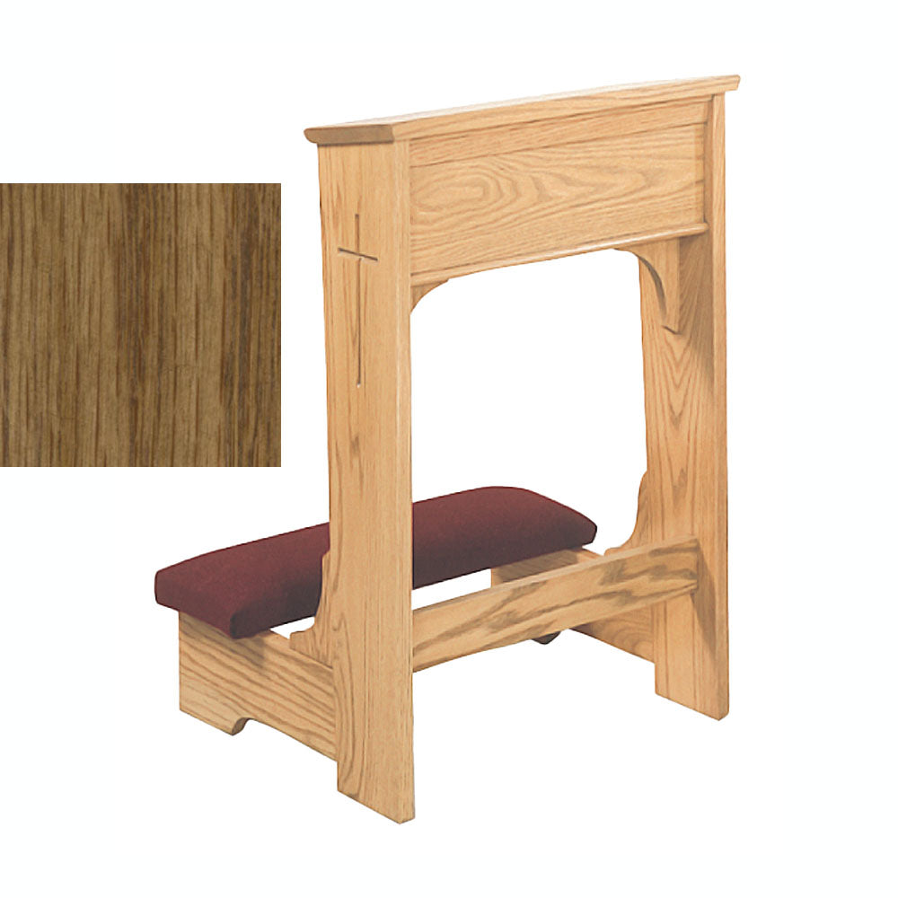 Pecan Open Front Kneeler with Engraved Cross W57