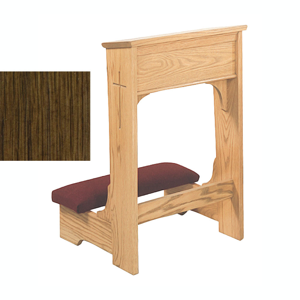 Walnut Open Front Kneeler with Engraved Cross W57