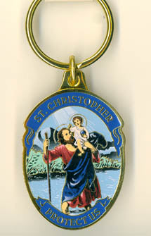 St Christopher Enameled Key Chain