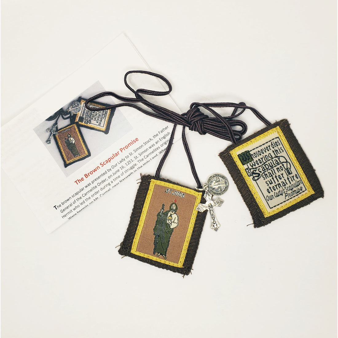 St. Jude Brown Scapular - includes St, Benedict Jubilee Medal & Crucifix