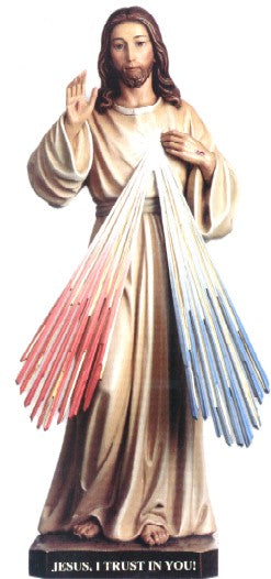Divine Mercy Statue in Carved Lindenwood 16 inch