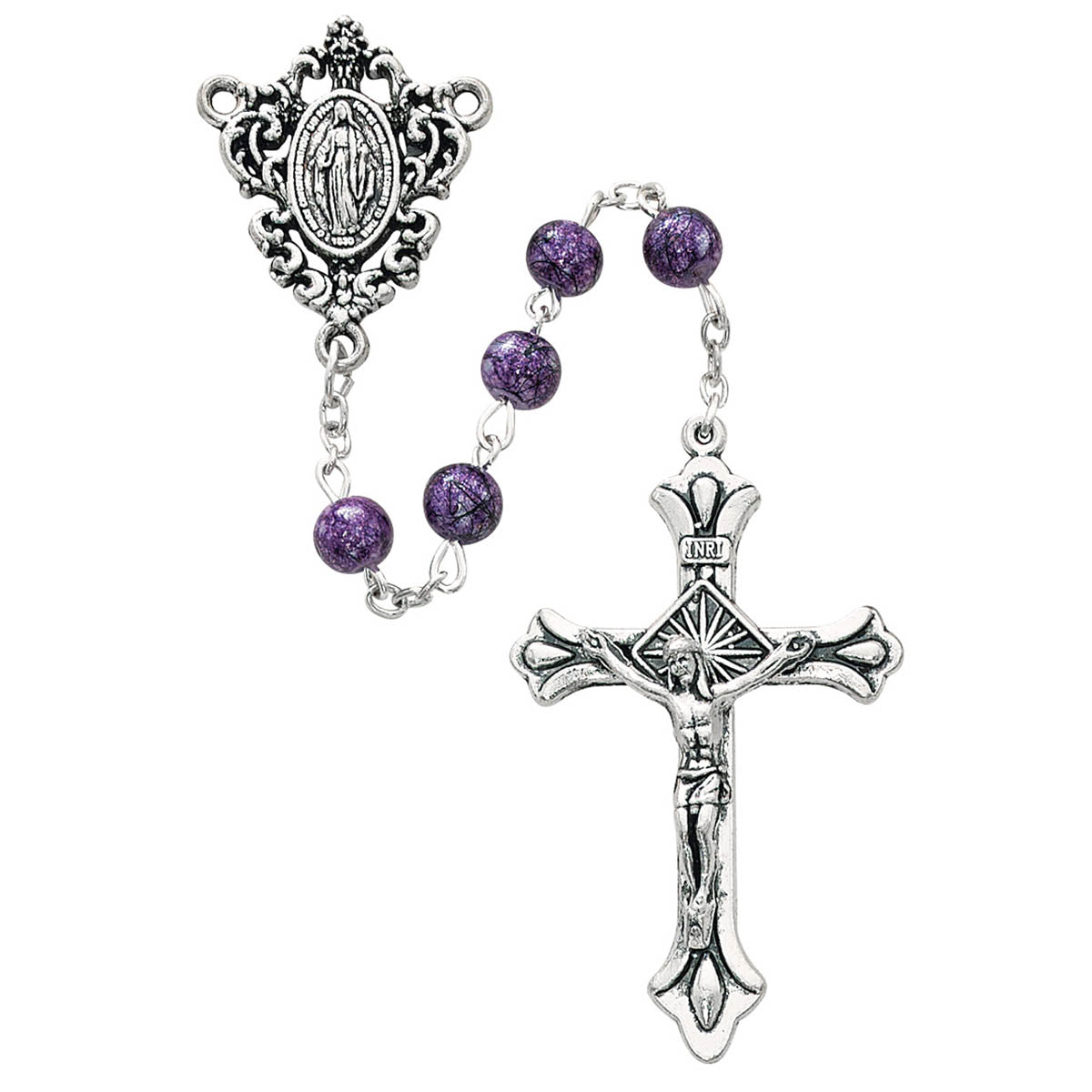 6mm Purple Miraculous Rosary Boxed P230R