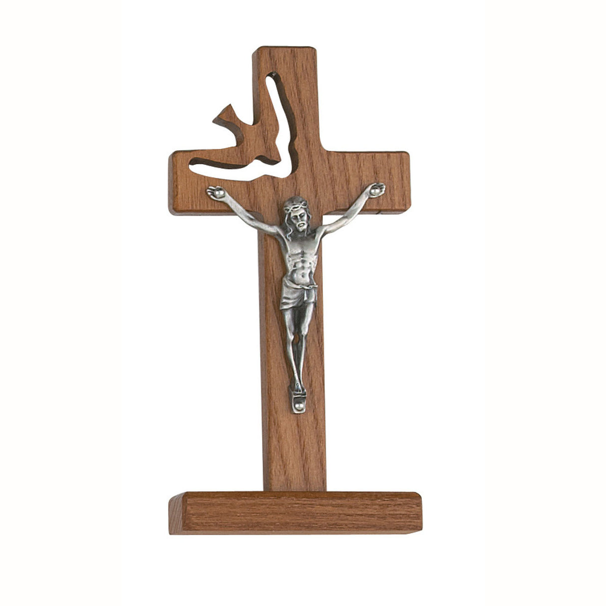 6 inch Walnut Holy Spirit Standing Crucifix 77-25