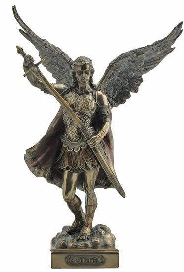 Saint Michael the Archangel Statue without Devil in Cold-cast Bronze - 13.5 inch