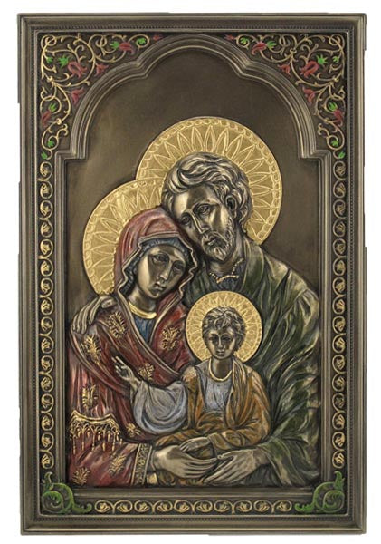 Holy Family Wall Plaque in Cold-cast Bronze