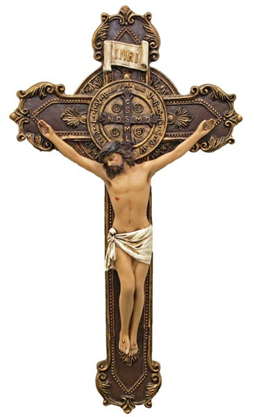 Saint Benedict Crucifix in Full Color - 10 inches in length