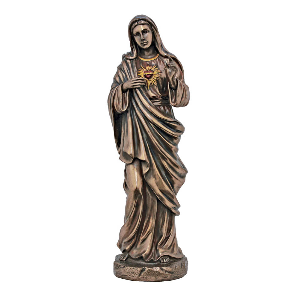 Immaculate Heart of Mary 11 inch Statue in Cold-cast Bronze