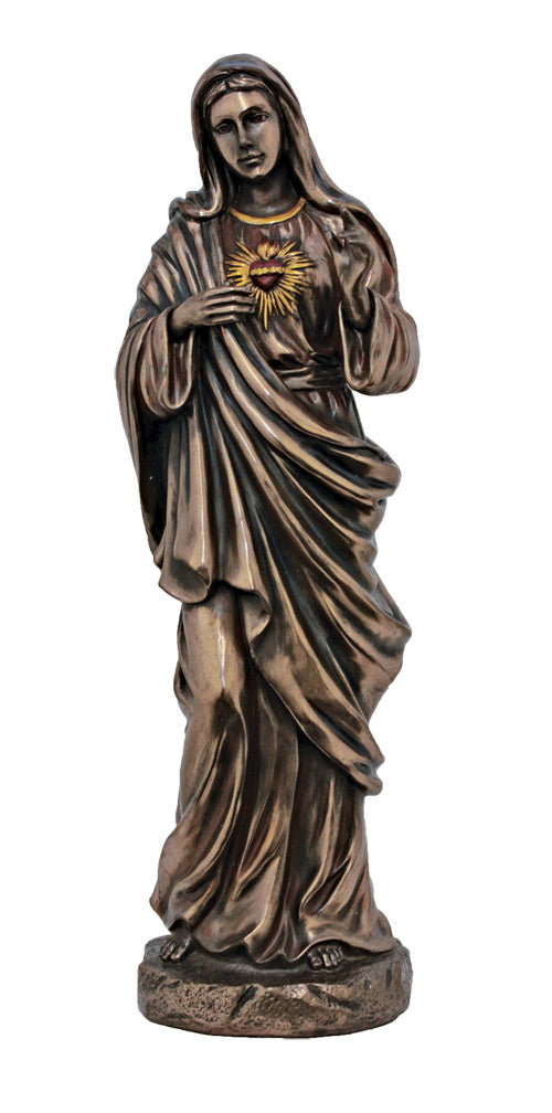 Immaculate Heart of Mary 11 inch Statue in Cold-cast Bronze
