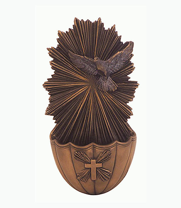 Bronze Holy Water Font of Holy Spirit Dove