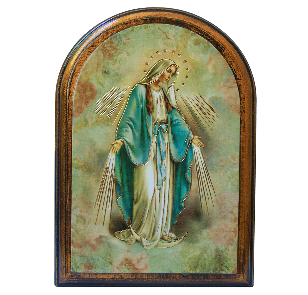 Our Lady of Grace Wood Arched Desk Plaque 2552-200