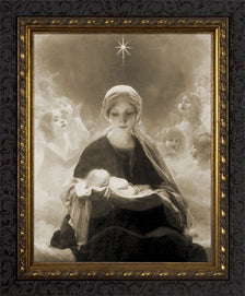 Star of Bethlehem Print under Glass Dark Ornate Frame