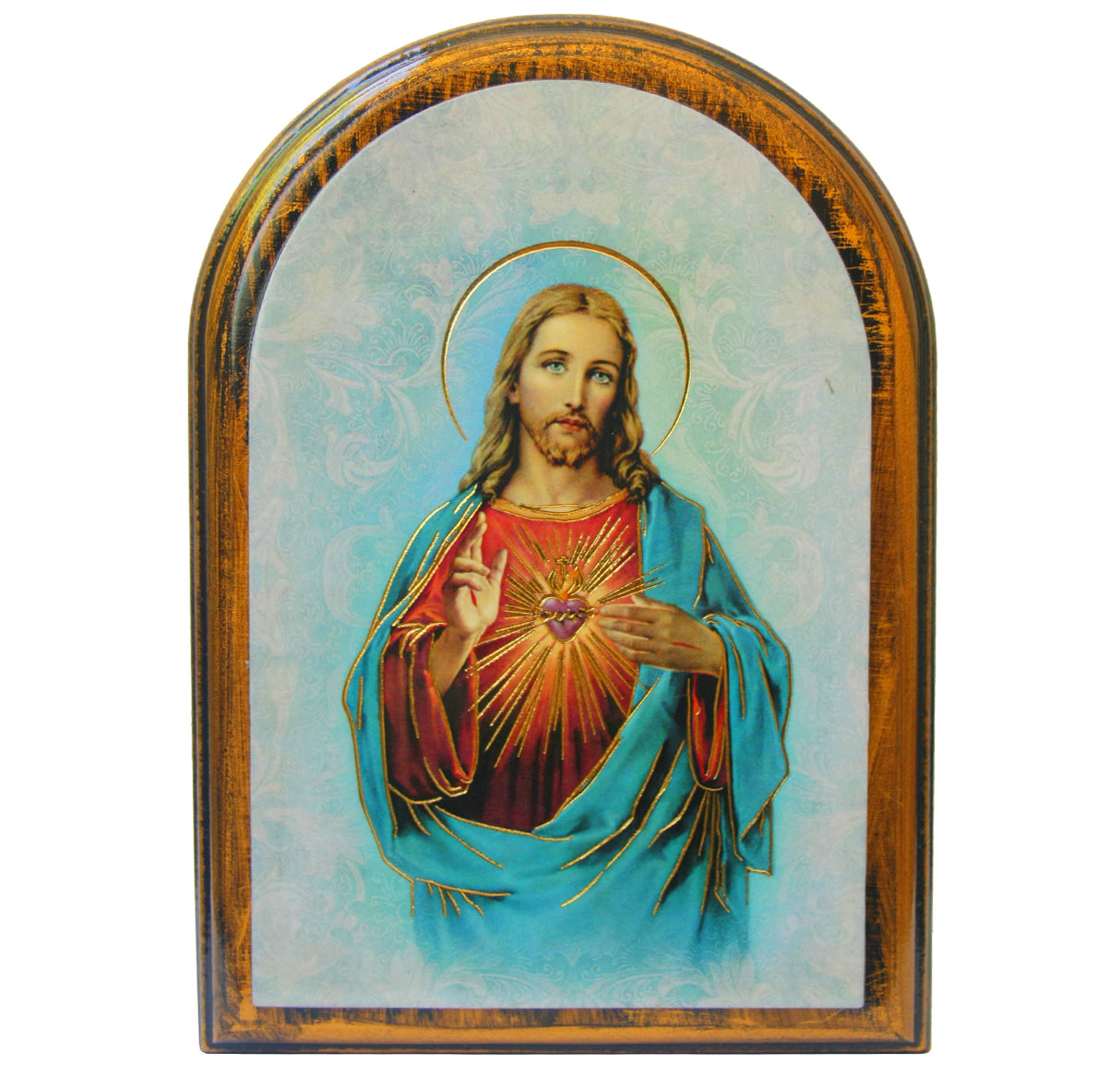 Sacred Heart Arched Wooden Plaque 2552-101
