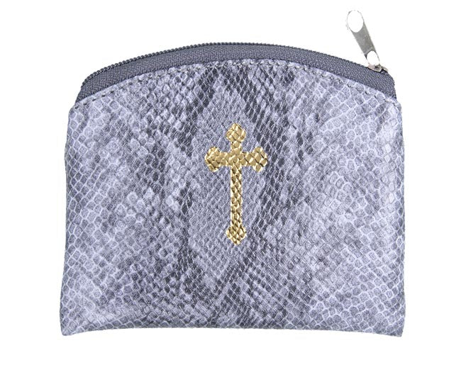 Reptile Pattern Rosary Cases 1655-Pewter Color