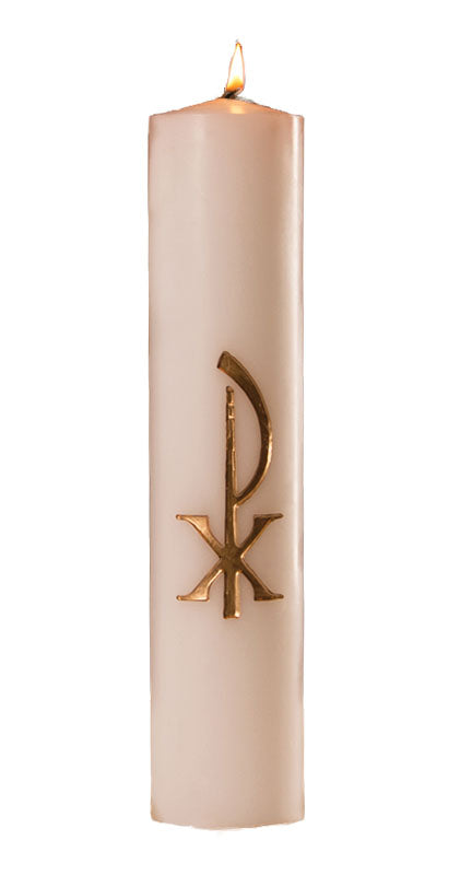 Deluxe Chi Rho Christ Candle with Gold Embossing