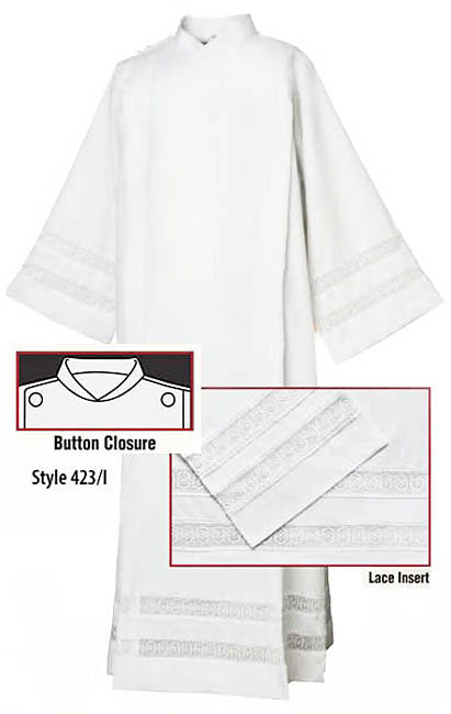 Abbey Coat Style Albs with Lace Insert Buttons no. 423/I