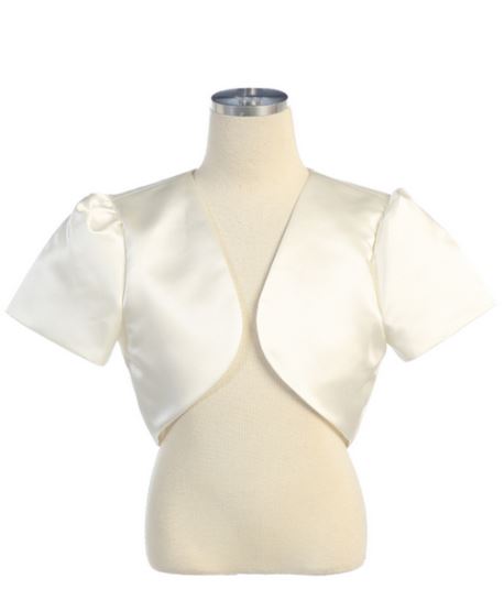 Short Sleeve White Communion Bolero Jacket
