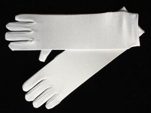 Long White Satin Gloves for Girls