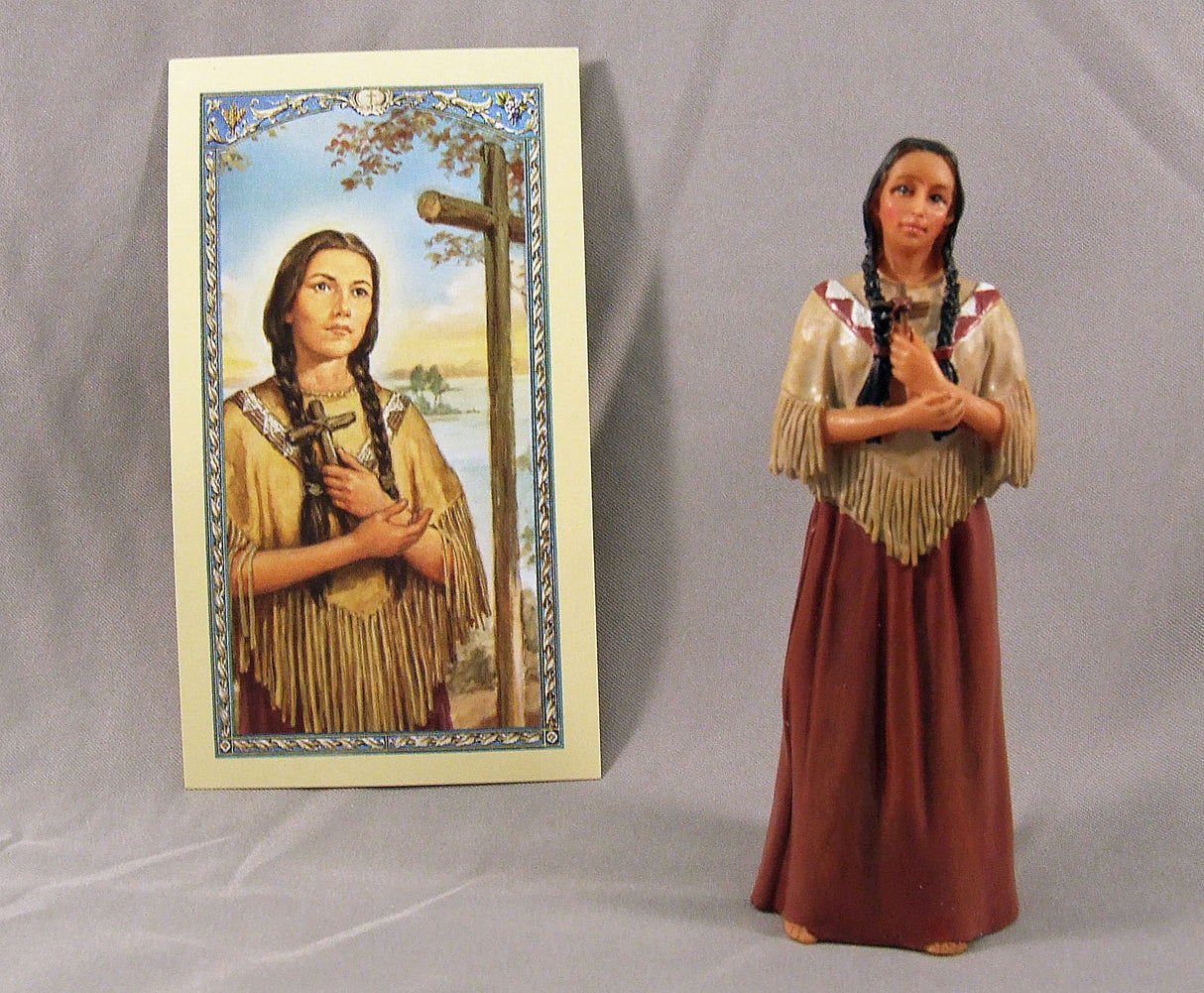 St Kateri Tekawitha 3.75 inch boxed figure and holy card
