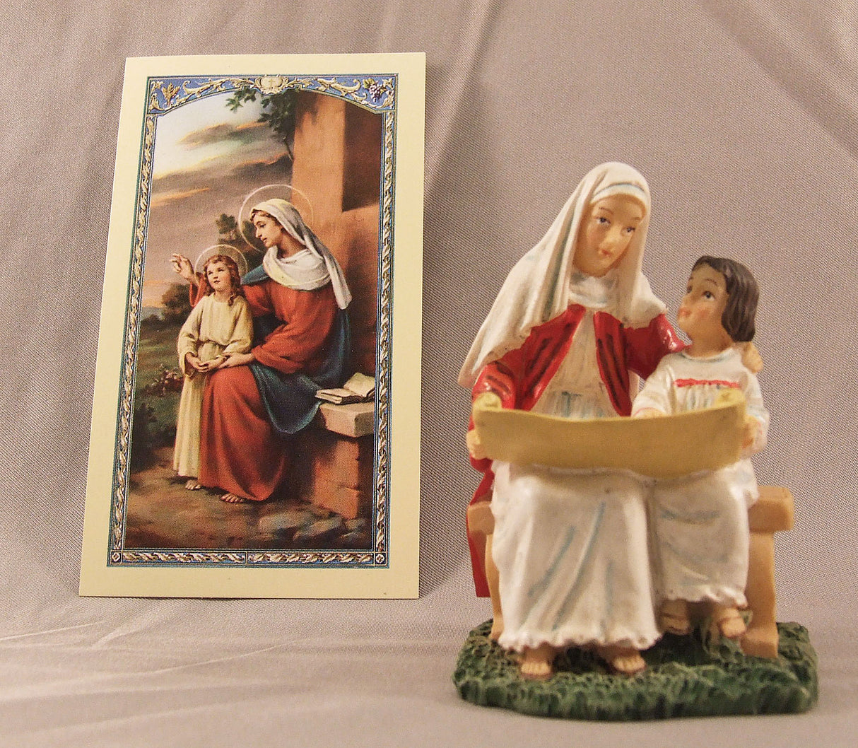 St Anne 3.5 inch boxed figure and holy card