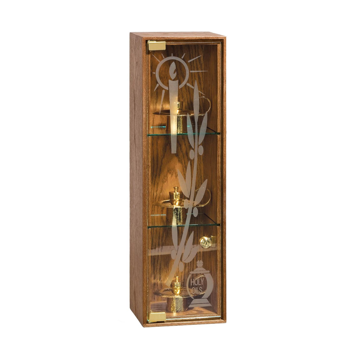 Etched Glass Ambry with Optional Light