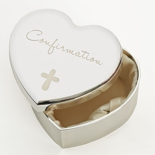 Silver Heart Confirmation Keepsake or Rosary Box 10913