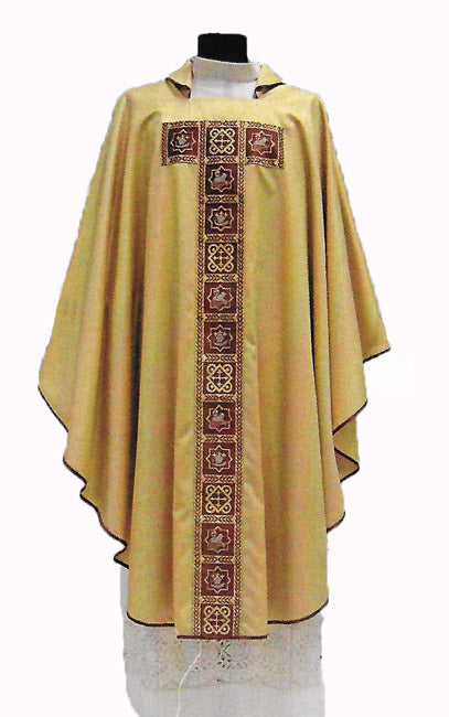 Chasuble Gold with Agnus Dei Red T Orphrey - no. 485/T