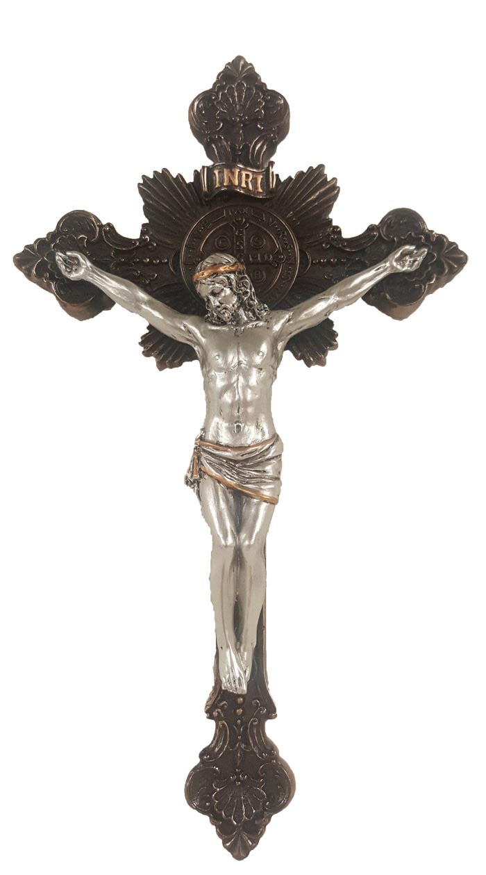Bronze with Pewter St. Benedict Crucifix - 7-1/2 inches tall