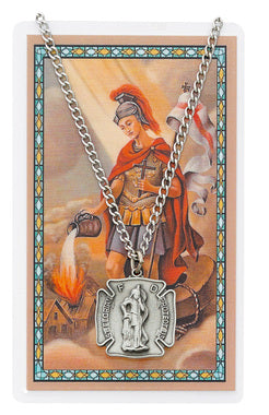 St Florian Firefighter Pendant and Holy Card Set
