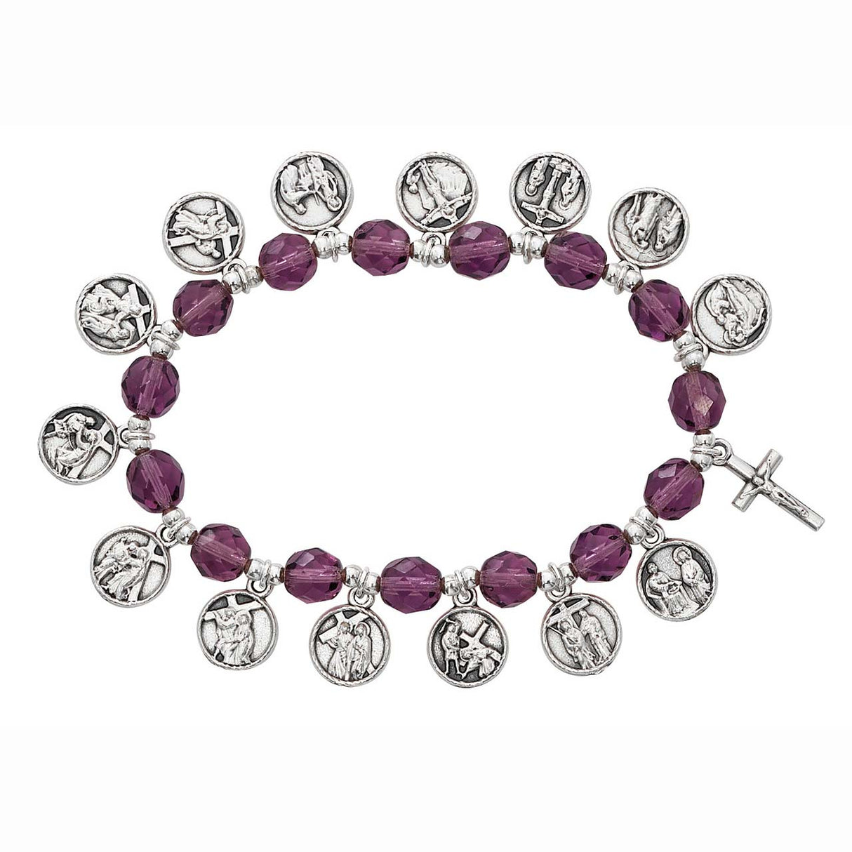 Stations of the Cross Bracelet in Purple Crystal
