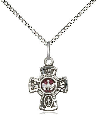 Silver 5-Way Pendant with Red Dove 3145ESS