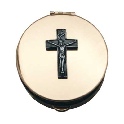 Brass Pyx with Crucifix - Size 2 holds 12-15 hosts