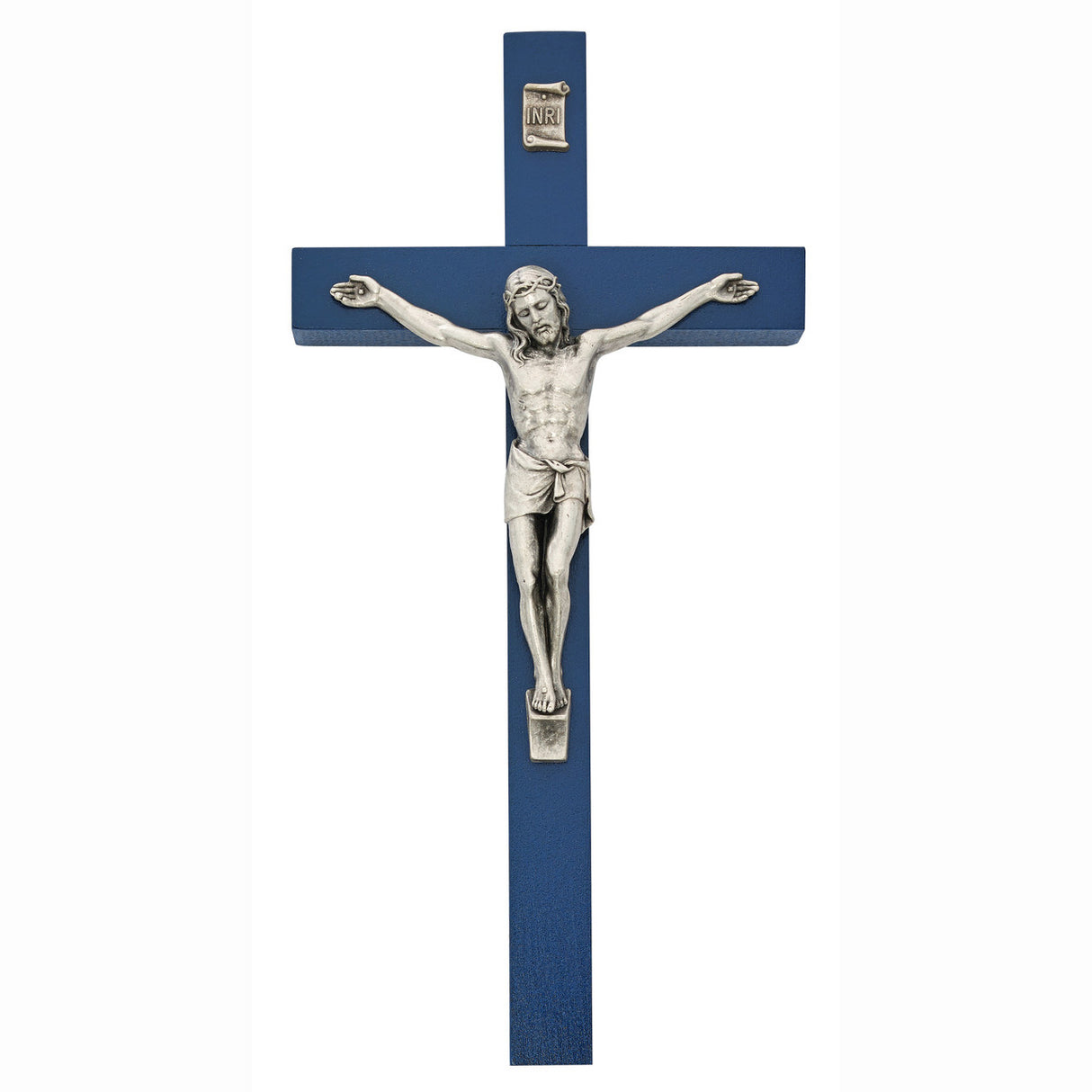 10 inch Blue Crucifix Silver Finish Corpus no. 89-79