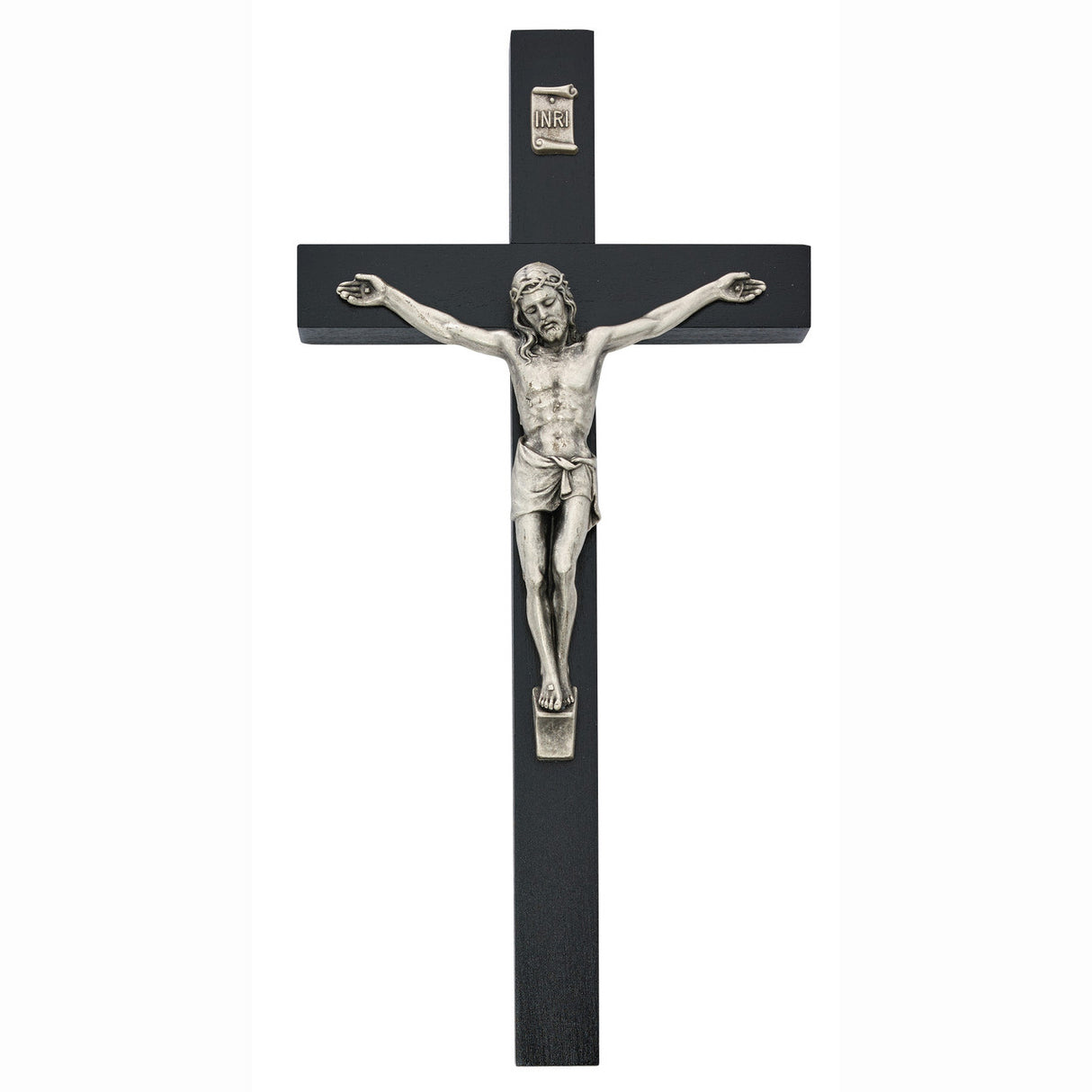 10 inch Black Crucifix Silver Finish Corpus no. 81-78