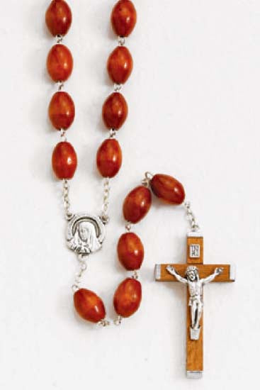 Marrone Brown Wood Family Rosary