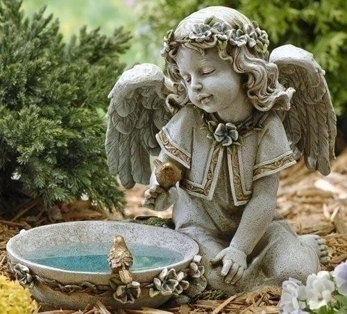 Solar Angel with Birdbath Statue 62852