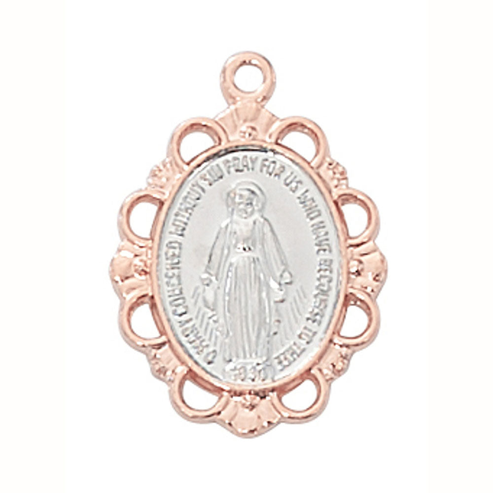 Miraculous Medal in Sterling & Rose Gold no. JR781