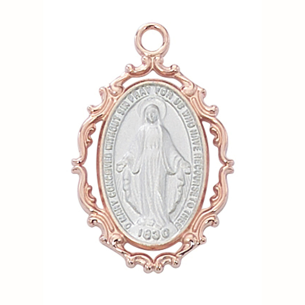 Miraculous Medal in Sterling & Rose Gold no. JR790