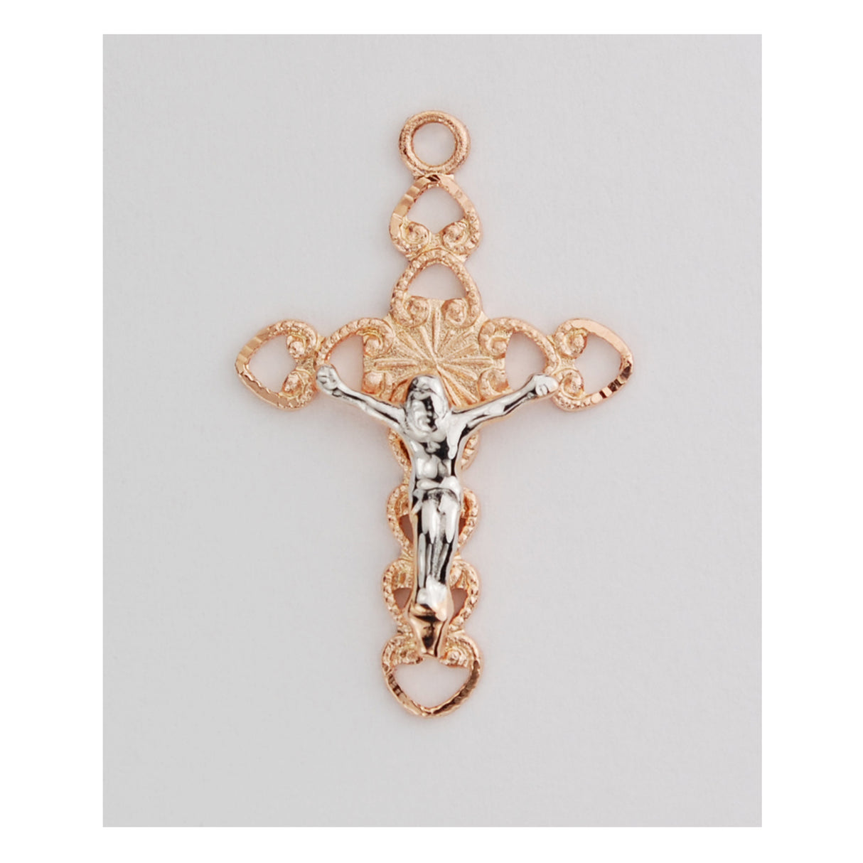 Small Crucifix in Sterling & Rose Gold no. JR9203