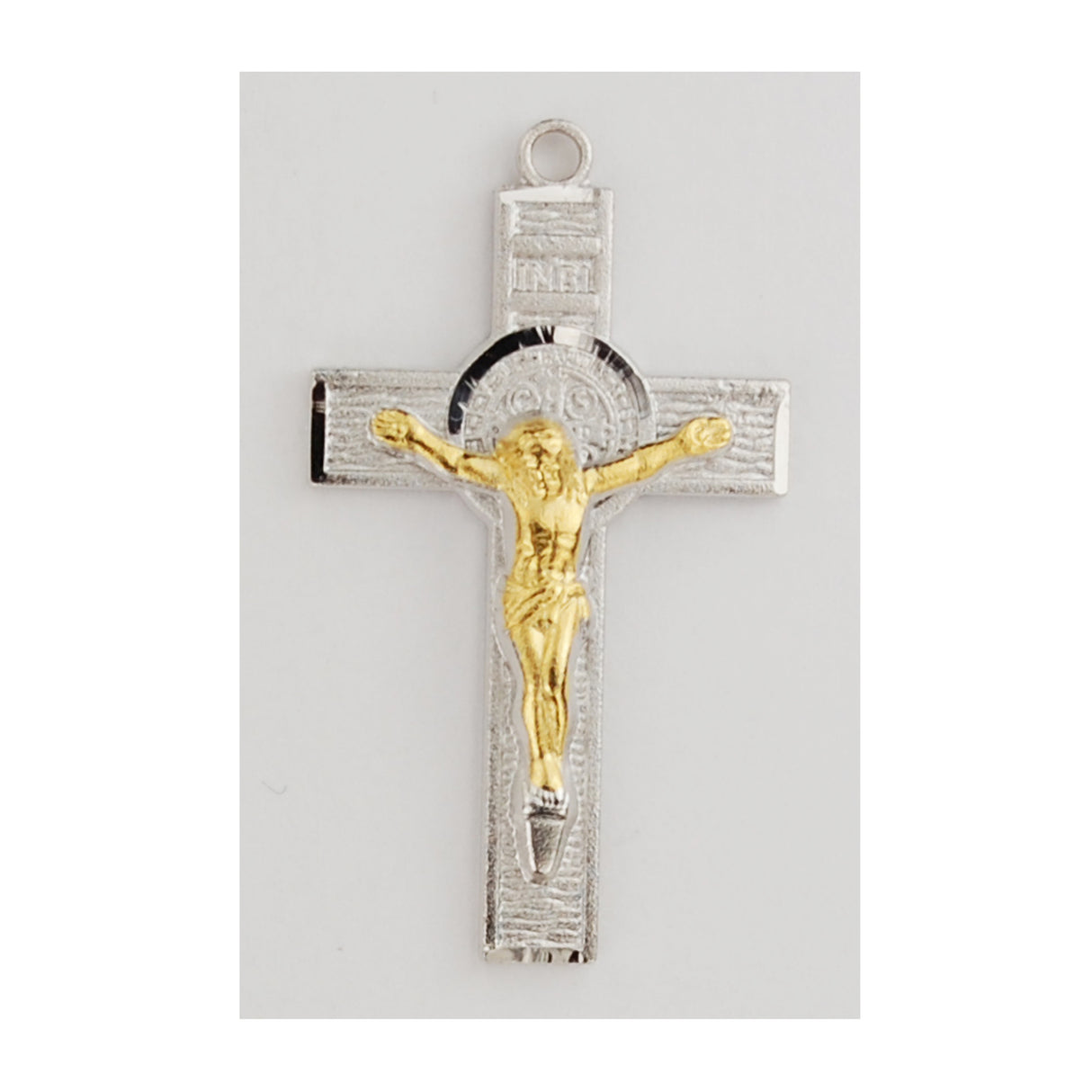 SS Two-Tone St. Benedict Crucifix with 18 in Stainless Chain L9199