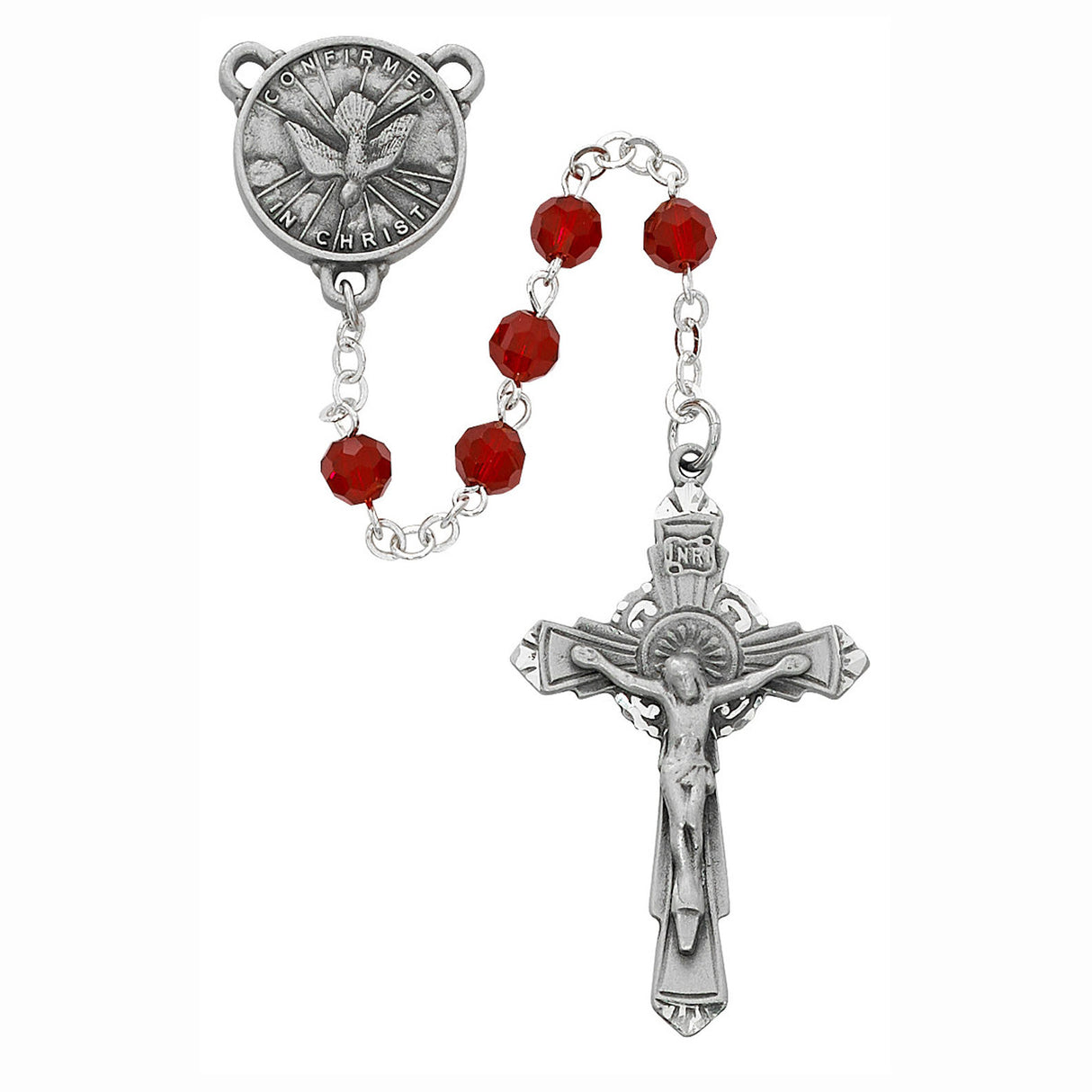 Deluxe Red Crystal Holy Spirit Rosary Beads R707DF