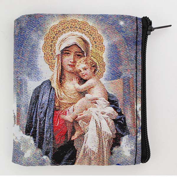 Mother & Child Tapestry Rosary Case RP3