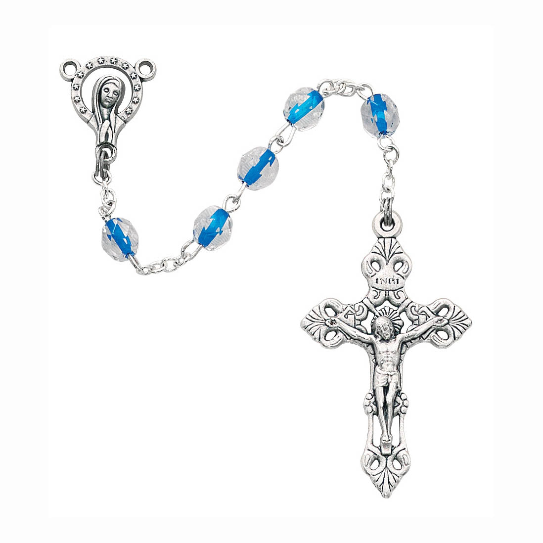 Value 6mm Blue Crystal Italian Rosary