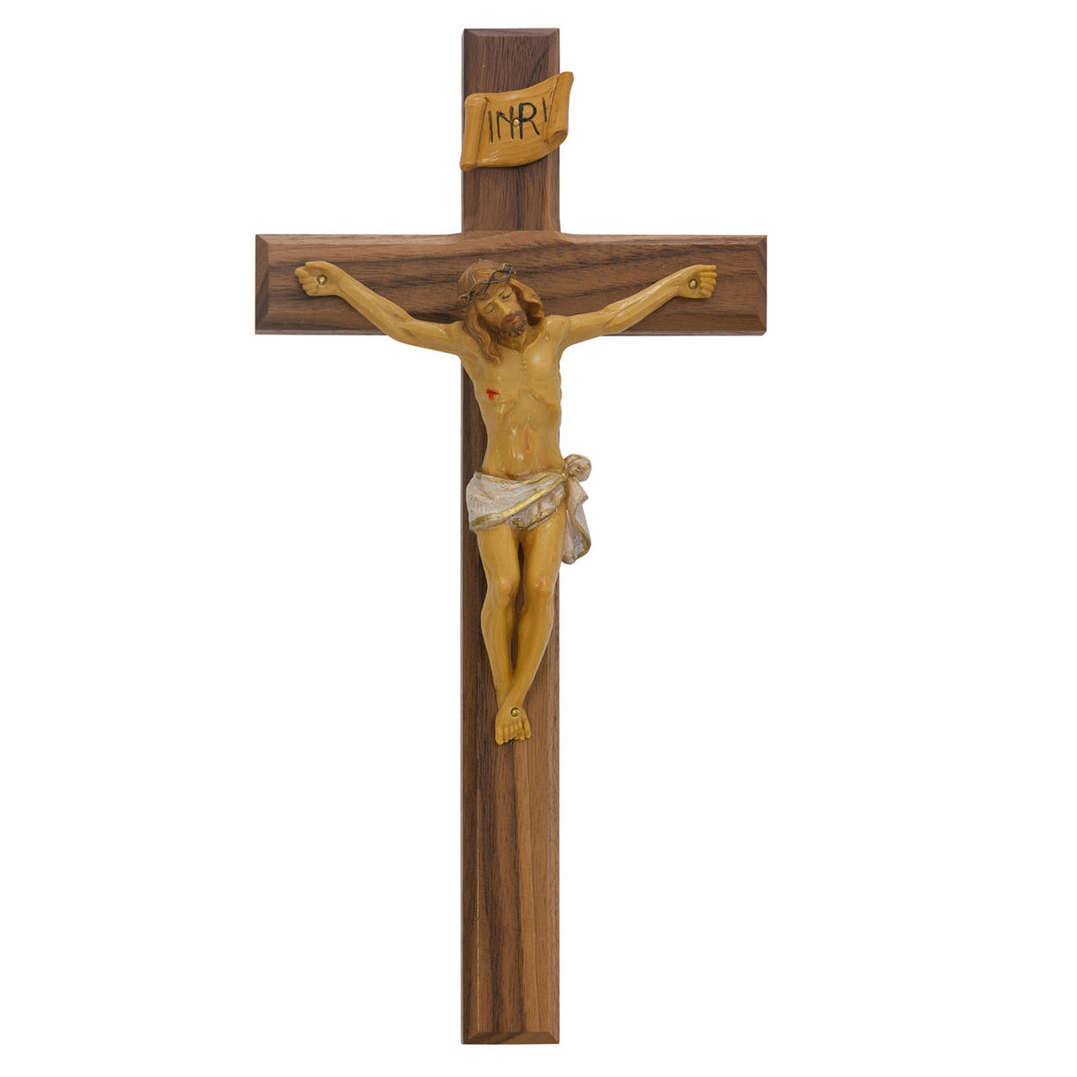 Walnut Crucifix with Italian Corpus - 13in